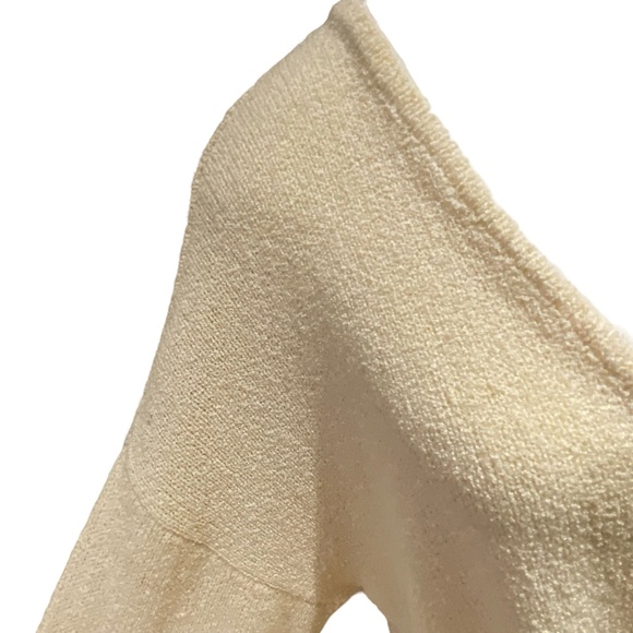 Peyton Primrose Anthropologie Ivory Tie Up Front Oversized Sweater. Size L/XL - Picture 6 of 16